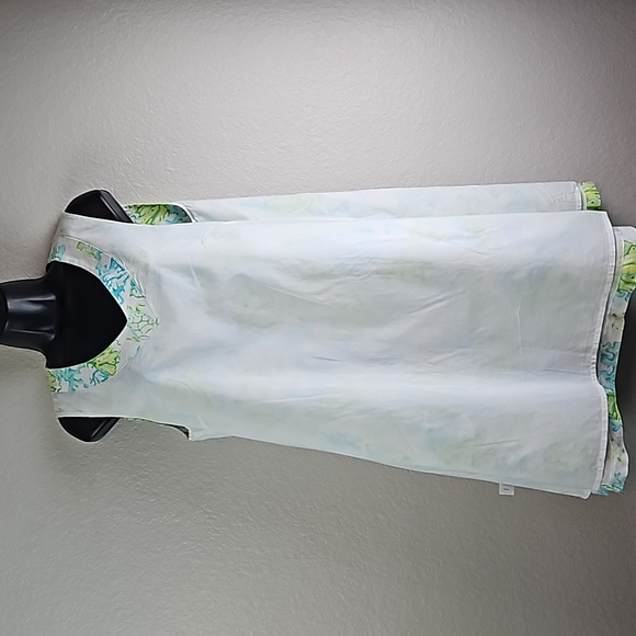 J. Jill | Women's Tropical Linen Lined Slip-On V-Neck Pockets Shift Dress Sz M - Picture 4 of 13